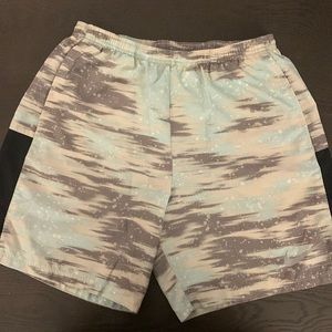 Nike Dri-Fit Light Blue Patterned Running Shorts - Mens M